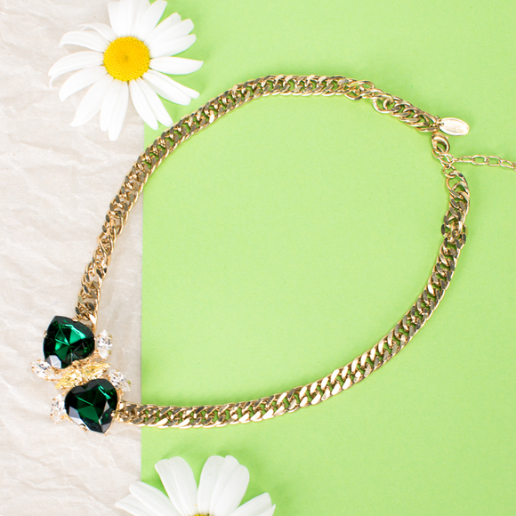 ANTON HEUNIS GOLD & DARK GREEN EVENING NECKLACE | WOMENS - Picture 4 of 4